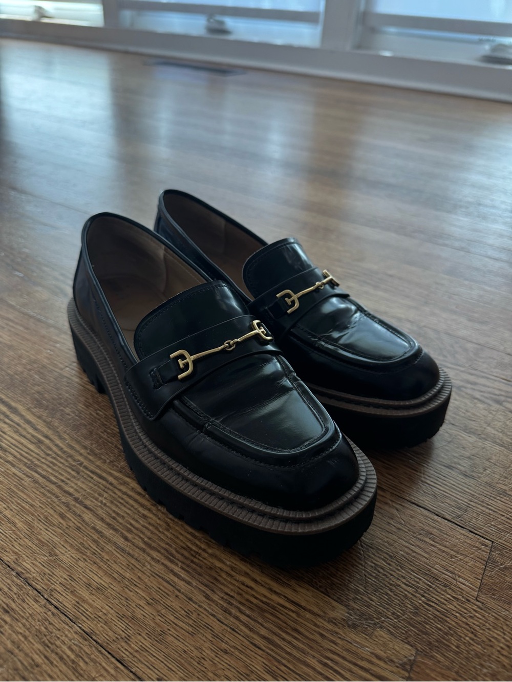 Sam Edelman Black Leather Platform Bit Loafers - Women 7.5